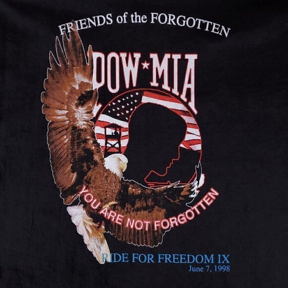 Vtg 1998 Ride For The Forgotten Single Stitch Shirt Black Size 2XL Made In USA - Picture 4 of 11